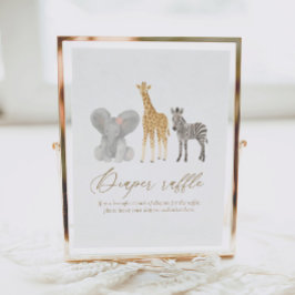 Póster Chica Safari Baby Shower Diaper Rótulo de pañales