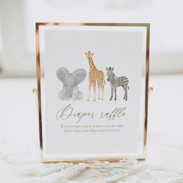 Póster Chica Safari Baby Shower Diaper Rótulo de pañales (Subido por el creador)
