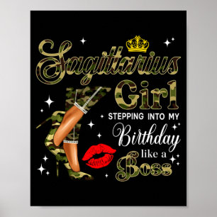 Póster Chica Sagitario Camuflaje Negro Mujer Camo Tacones