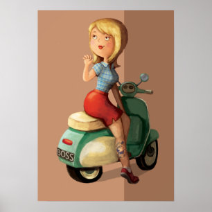 Póster Chica Scooter