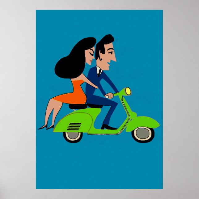 Póster Chica Scooter, agregar texto (Frente)
