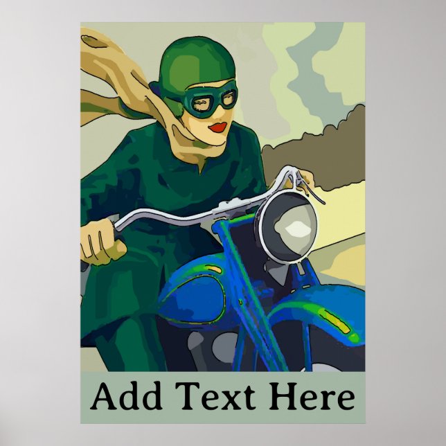 Póster Chica Scooter, agregue Poster de texto (Frente)