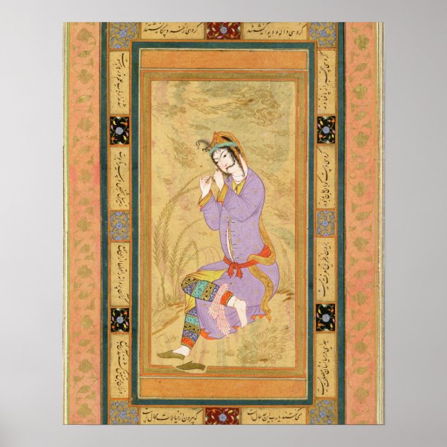 Póster Chica sentada curando su pelo en retoños, de t (Frente)