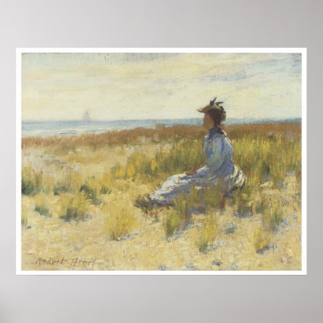 Póster Chica sentado junto al mar, 1893 Robert Henri (Frente)