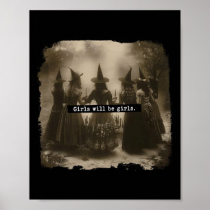 Póster Chica será Chicas Bruja Halloween Graciosa Bruja V