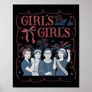 Póster Chica Será Chicas Patriótico Feminista 4 De Julio