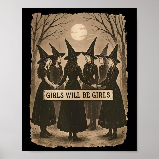 Póster Chica será Chicas Witch Witchy Spooky Season Hall (Frente)