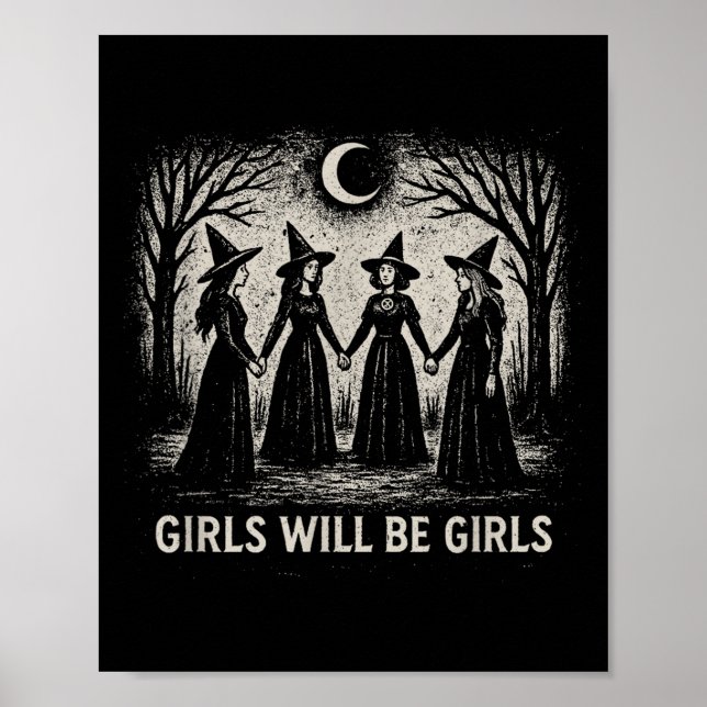Póster Chica será Chicas Witch Witchy Spooky Season Hall (Frente)