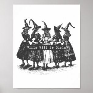 Póster Chica será Chicas Witch Witchy Spooky Season Hall