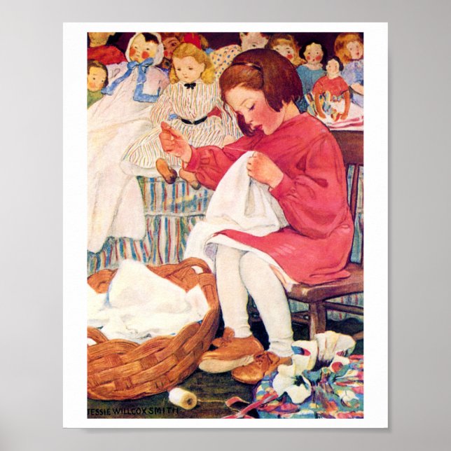 Póster Chica Sew, Jessie Willcox Smith (Frente)