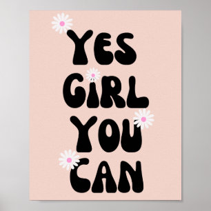 Póster Chica Sí Puedes Círculo de Margarita Frase Motivac