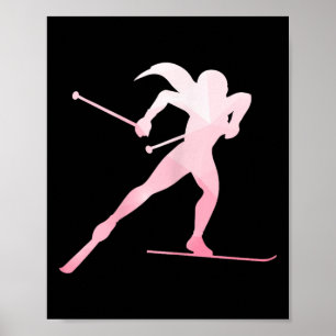 Póster Chica Silhouette Cross Country Skiter Winter Sport