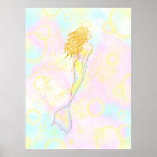 Póster Chica sirena en las luces del Pastel