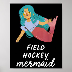 Póster Chica Sirena Hockey sobre Césped Divertido Cumplea