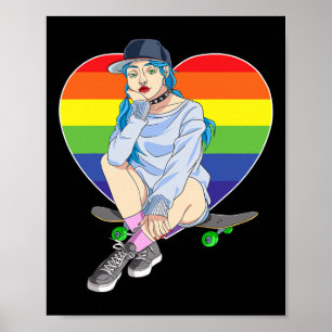 Póster Chica Skateboarder Patinadoras Chicas Patinando Ll