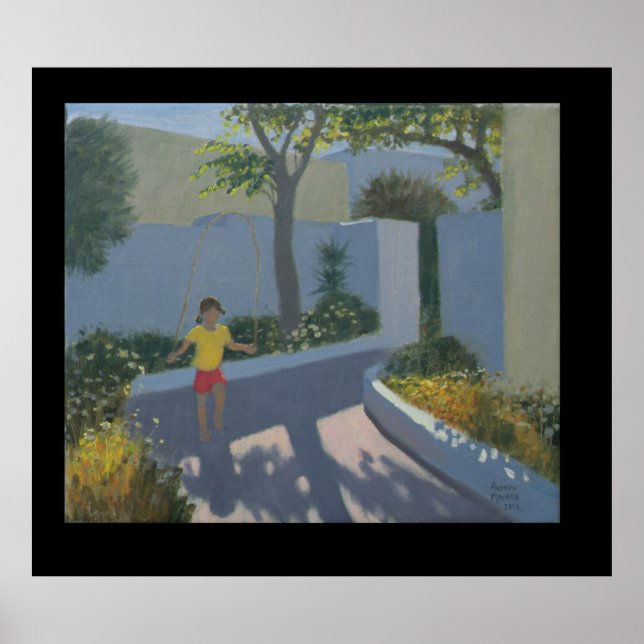Póster Chica Skipping Santorini 2002 (Frente)