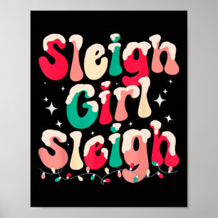 Póster Chica Sleigh Navidades Retro Navidad