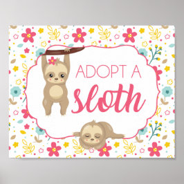 Póster Chica Sloth Birthday adopta un Rótulo eslovaco