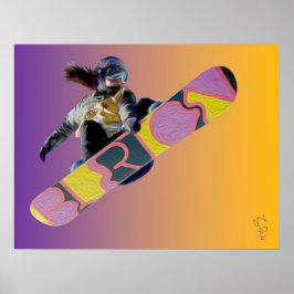 Póster Chica Snowboarder