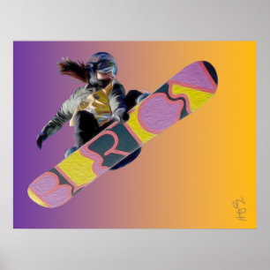 Póster Chica Snowboarder