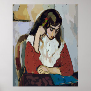 Póster Chica sobre el estilo de matismo abstracto del com