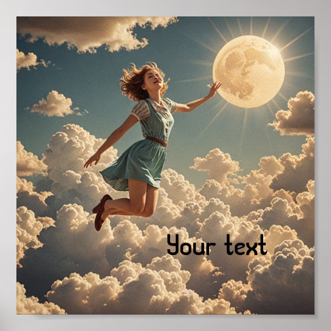 Póster Chica soñando retro (Frente)