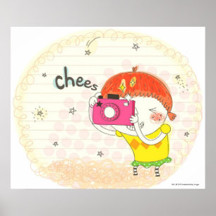 Póster Chica sujetando la cámara, haciendo clic