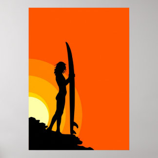 Póster Chica surfista