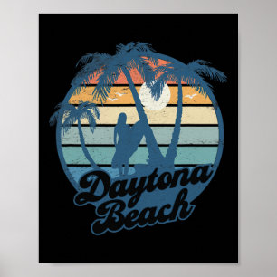 Póster Chica surfista de Daytona Beach Fl puesta de sol v