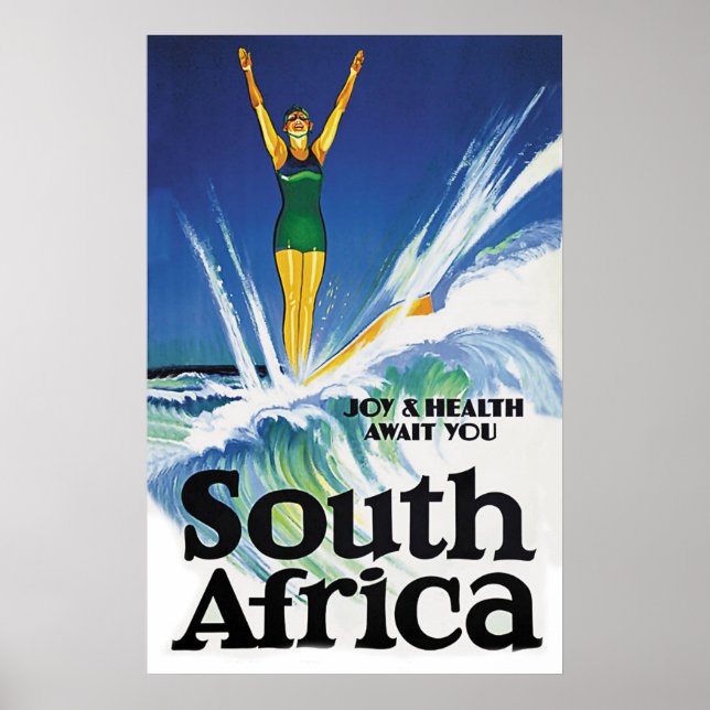 Póster Chica surfista en Sudáfrica (Frente)