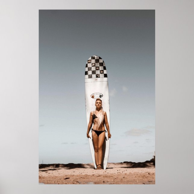 Póster Chica surfista ~ Poster de Hawái (Frente)