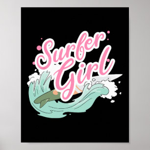 Póster Chica surfista surfeando