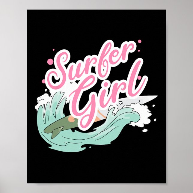 Póster Chica surfista surfeando  (Frente)