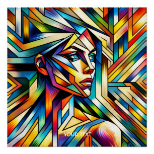Póster Chica surrealista abstracto de fantasía
