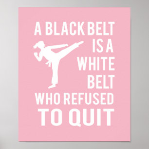 Póster Chica Taekwondo Karate Black Belt Felicitaciones