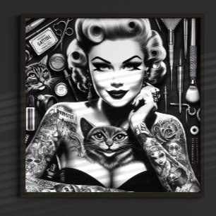 Póster Chica tatuada de estilo alternativo clásico