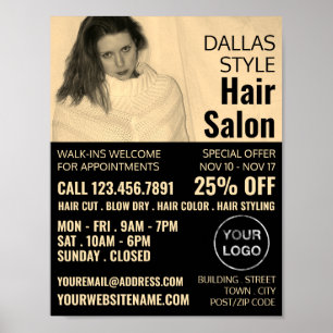 Póster Chica texano, Hair Stylist, Hair Salon Advertising