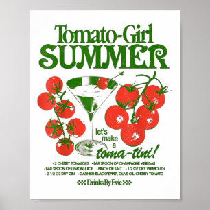 Póster Chica Tomate Verano Tomate Fruta Fresca Estética M