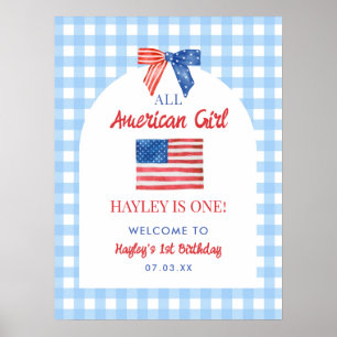 Póster Chica totalmente americana Cumpleaños 1 Invitación