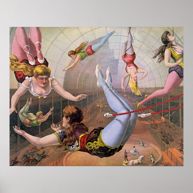 Póster Chica Trapeze Artists Ilustracion de época (Frente)