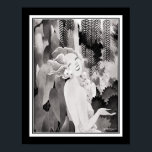 Póster Chica tropical Art Deco<br><div class="desc">Impresionante 1934,  Art Deco,  Chica tropical impreso en negro neutro,  blanco y gris. 11x14 mostrado aquí. Disponible en otros tamaños estándar.</div>