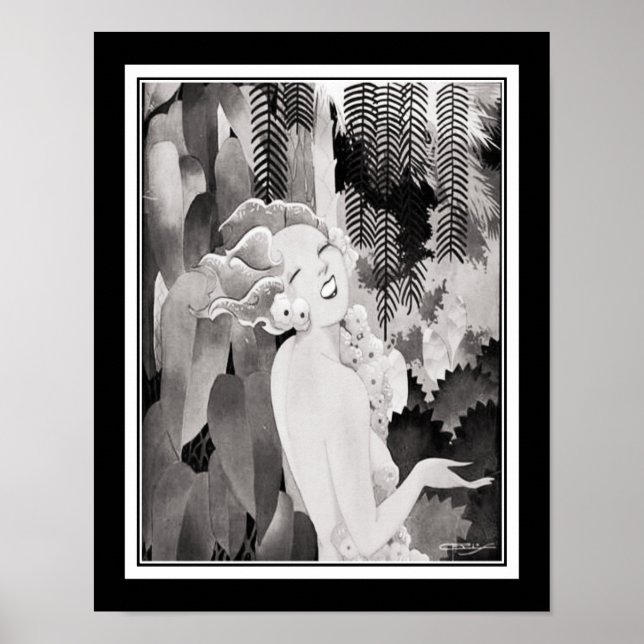 Póster Chica tropical Art Deco (Frente)