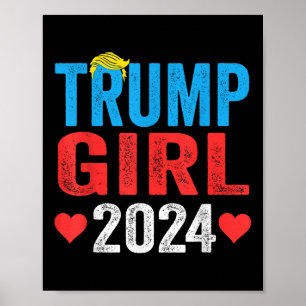 Póster Chica Trump 2024 Bandera de Trump Chicas niños