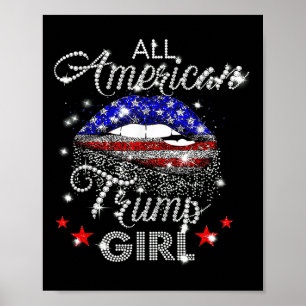 Póster Chica Trump Americana Total Boca Diamante