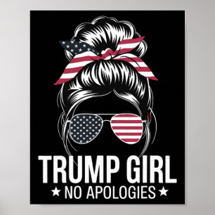 Póster Chica Trump desordenado Bandera estadounidense hun