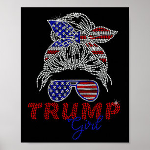 Póster Chica Trump Moño Desordenado Votando Por Trump 202