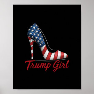 Póster Chica Trump Tacones Alto Stilettos Bandera America