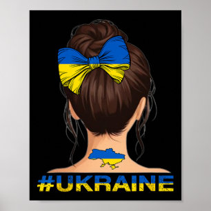 Póster Chica Ucraniana - Bandera de Ucrania Moño Desorden