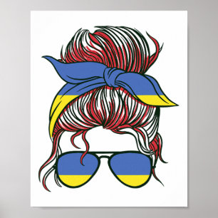 Póster Chica ucraniana con gafas de sol Orgullo patriótic