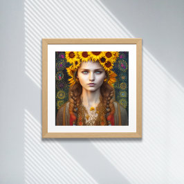 Póster Chica ucraniano de Amulets y Sunflowers Digital Ar